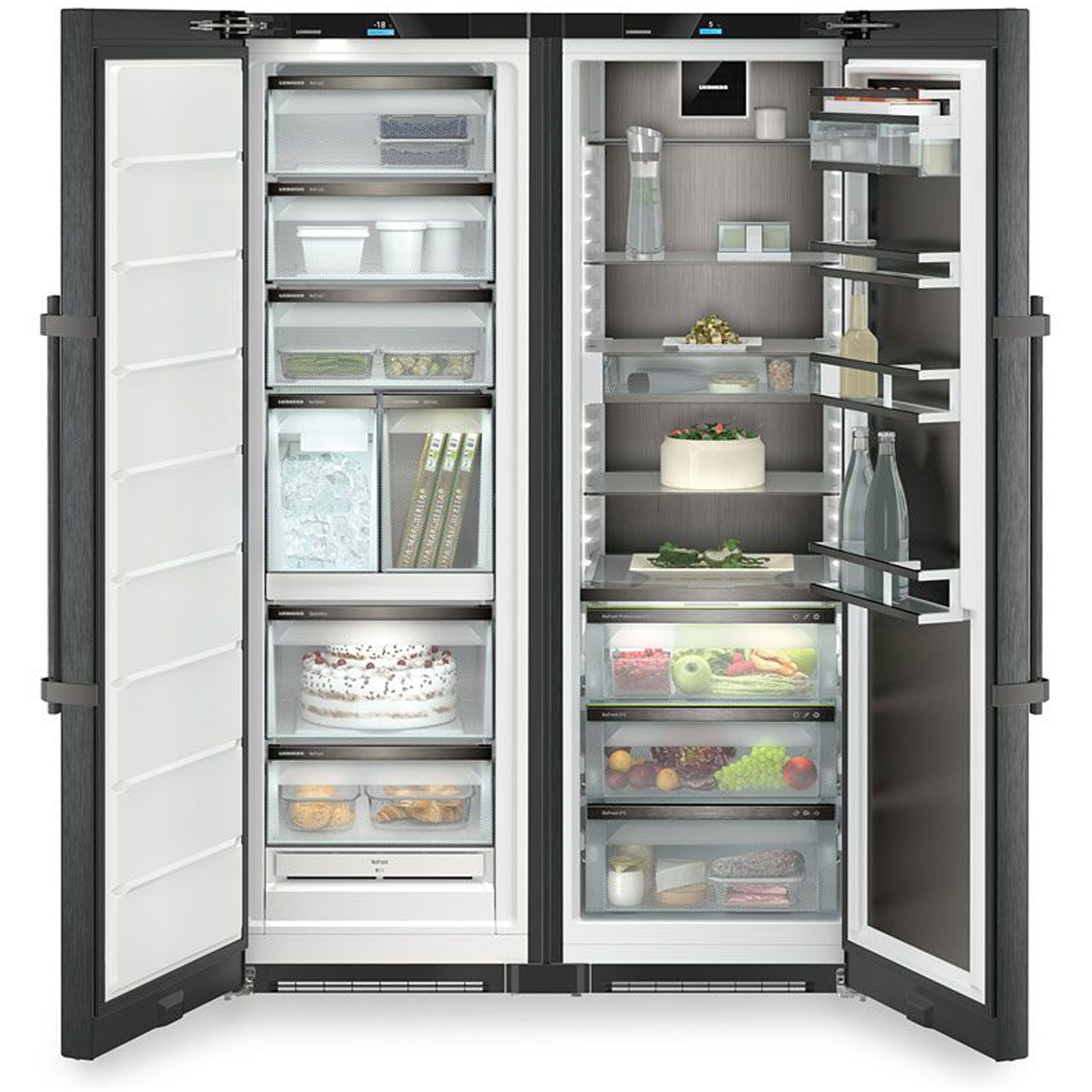 Liebherr Peak XRCBS5295 120cm 519L Freestanding No Frost Side by Side Fridge Freezer Black Steel